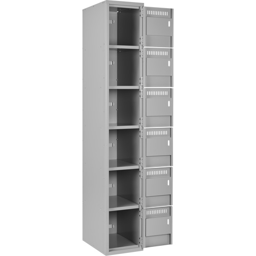 Clean Line Lockerettes, 6 -tier, Bank of 3, 36" x 18" x 72", Steel, Grey, Rivet (Assembled) PB Rental Co. Ltd.