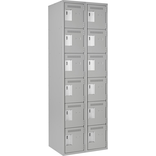 Clean Line Lockerettes, 6 -tier, Bank of 2, 24" x 18" x 72", Steel, Grey, Rivet (Assembled) PB Rental Co. Ltd.