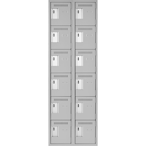 Clean Line Lockerettes, 6 -tier, Bank of 2, 24" x 18" x 72", Steel, Grey, Rivet (Assembled) PB Rental Co. Ltd.