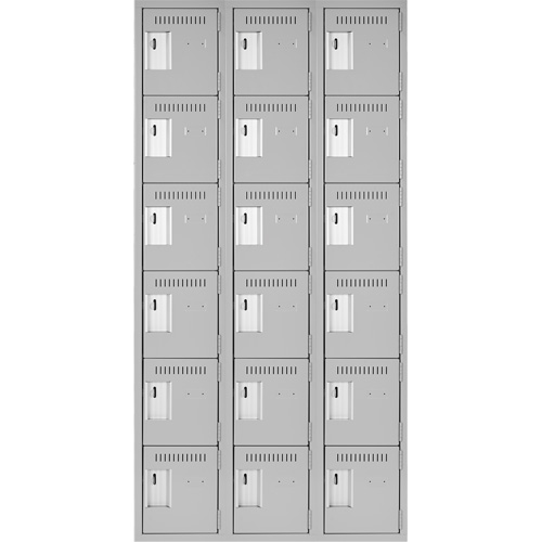 Clean Line Lockerettes, 6 -tier, Bank of 3, 36" x 18" x 72", Steel, Grey, Rivet (Assembled) PB Rental Co. Ltd.