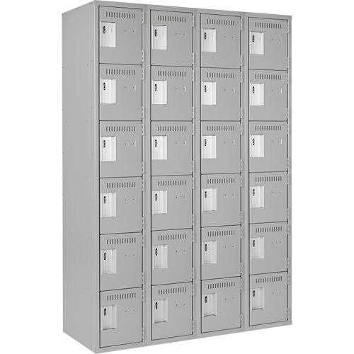 Clean Line Lockerettes, 6 -tier, Bank of 4, 48" x 18" x 72", Steel, Grey, Rivet (Assembled) PB Rental Co. Ltd.