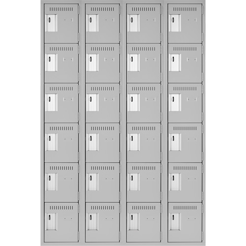 Clean Line Lockerettes, 6 -tier, Bank of 4, 48" x 18" x 72", Steel, Grey, Rivet (Assembled) PB Rental Co. Ltd.