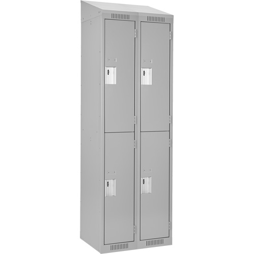 Clean Line Lockers, 2 -tier, Bank of 2, 24" x 18" x 78", Steel, Grey, Rivet (Assembled) PB Rental Co. Ltd.