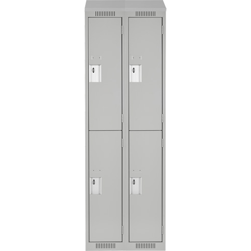 Clean Line Lockers, 2 -tier, Bank of 2, 24" x 18" x 78", Steel, Grey, Rivet (Assembled) PB Rental Co. Ltd.