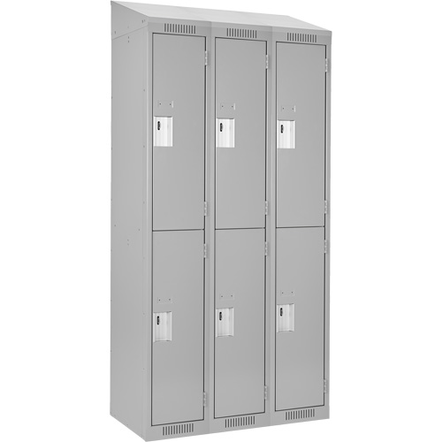 Clean Line Lockers, 2 -tier, Bank of 3, 36" x 18" x 78", Steel, Grey, Rivet (Assembled) PB Rental Co. Ltd.