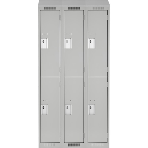 Clean Line Lockers, 2 -tier, Bank of 3, 36" x 18" x 78", Steel, Grey, Rivet (Assembled) PB Rental Co. Ltd.