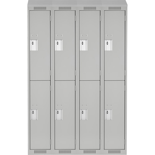 Clean Line Lockers, 2 -tier, Bank of 4, 48" x 18" x 78", Steel, Grey, Rivet (Assembled) PB Rental Co. Ltd.