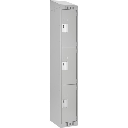 Clean Line Lockers, 3 -tier, 12" x 18" x 78", Steel, Grey, Rivet (Assembled) PB Rental Co. Ltd.