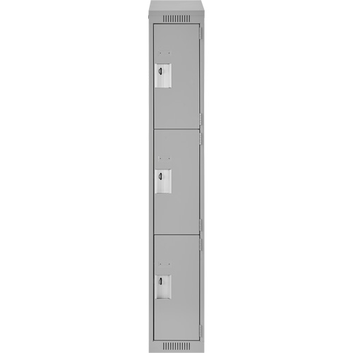 Clean Line Lockers, 3 -tier, 12" x 18" x 78", Steel, Grey, Rivet (Assembled) PB Rental Co. Ltd.