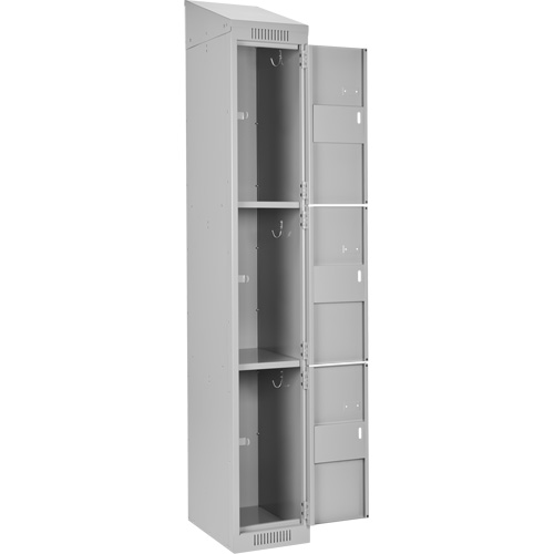 Clean Line Lockers, 3 -tier, Bank of 4, 48" x 18" x 78", Steel, Grey, Rivet (Assembled) PB Rental Co. Ltd.