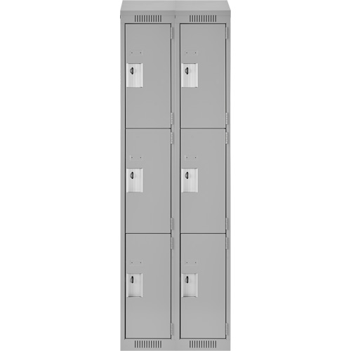 Clean Line Lockers, 3 -tier, Bank of 2, 24" x 18" x 78", Steel, Grey, Rivet (Assembled) PB Rental Co. Ltd.