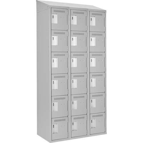 Clean Line Lockerette , 6 -tier, Bank of 3, 36" x 18" x 78", Steel, Grey, Rivet (Assembled) PB Rental Co. Ltd.