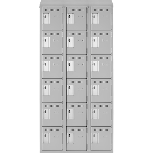 Clean Line Lockerette , 6 -tier, Bank of 3, 36" x 18" x 78", Steel, Grey, Rivet (Assembled) PB Rental Co. Ltd.