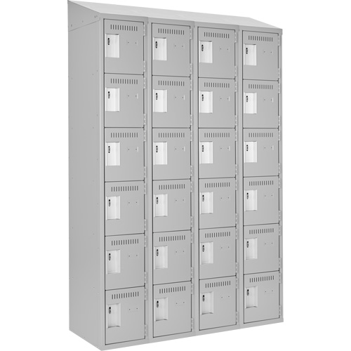 Clean Line Lockerette , 6 -tier, Bank of 4, 48" x 18" x 78", Steel, Grey, Rivet (Assembled) PB Rental Co. Ltd.