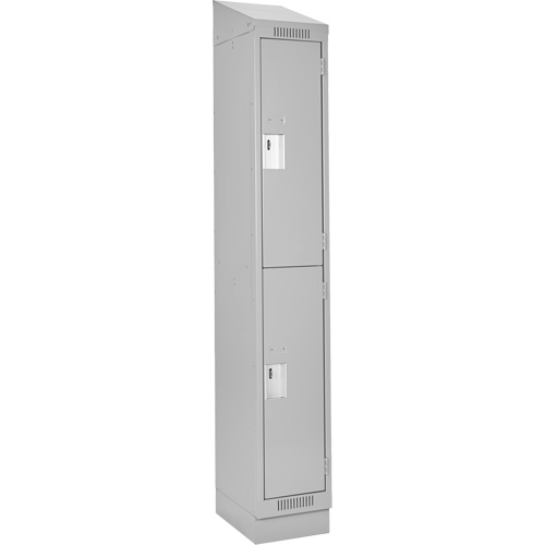 Clean Line Lockers, 2 -tier, 12" x 18" x 82", Steel, Grey, Rivet (Assembled) PB Rental Co. Ltd.