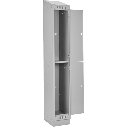 Clean Line Lockers, 2 -tier, Bank of 2, 24" x 18" x 82", Steel, Grey, Rivet (Assembled) PB Rental Co. Ltd.