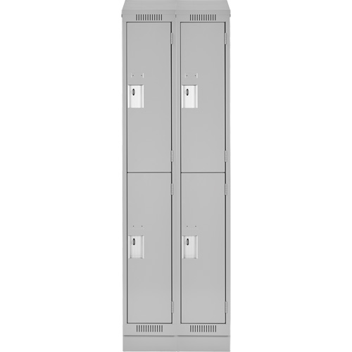 Clean Line Lockers, 2 -tier, Bank of 2, 24" x 18" x 82", Steel, Grey, Rivet (Assembled) PB Rental Co. Ltd.