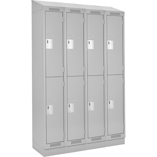 Clean Line Lockers, 2 -tier, Bank of 4, 48" x 18" x 82", Steel, Grey, Rivet (Assembled) PB Rental Co. Ltd.