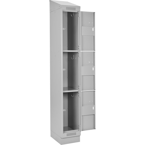 Clean Line Lockers, 3 -tier, Bank of 4, 48" x 18" x 82", Steel, Grey, Rivet (Assembled) PB Rental Co. Ltd.