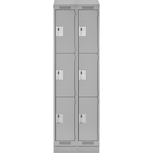 Clean Line Lockers, 3 -tier, Bank of 2, 24" x 18" x 82", Steel, Grey, Rivet (Assembled) PB Rental Co. Ltd.