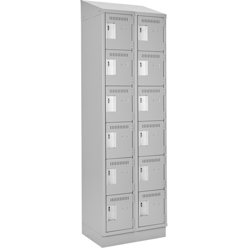 Clean Line Lockerette, 6 -tier, Bank of 2, 24" x 18" x 82", Steel, Grey, Rivet (Assembled) PB Rental Co. Ltd.
