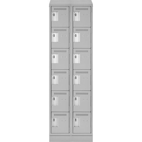 Clean Line Lockerette, 6 -tier, Bank of 2, 24" x 18" x 82", Steel, Grey, Rivet (Assembled) PB Rental Co. Ltd.