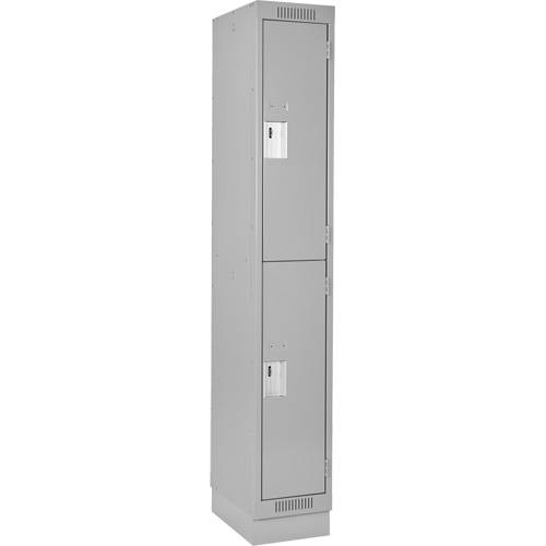 Casiers Clean Line, 2 niveaux, 12" x 18" x 76", Acier, Gris, Rivet (assembl&eacute;) PB Rental Co. Ltd.