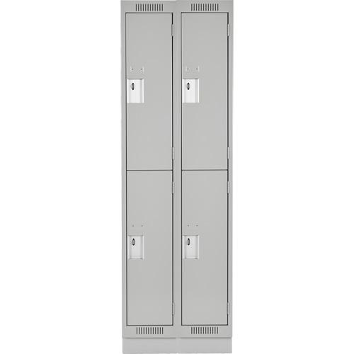 Clean Line Lockers, 2 -tier, Bank of 2, 24" x 18" x 76", Steel, Grey, Rivet (Assembled) PB Rental Co. Ltd.