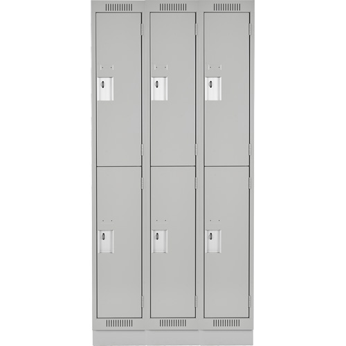 Clean Line Lockers, 2 -tier, Bank of 3, 36" x 18" x 76", Steel, Grey, Rivet (Assembled) PB Rental Co. Ltd.