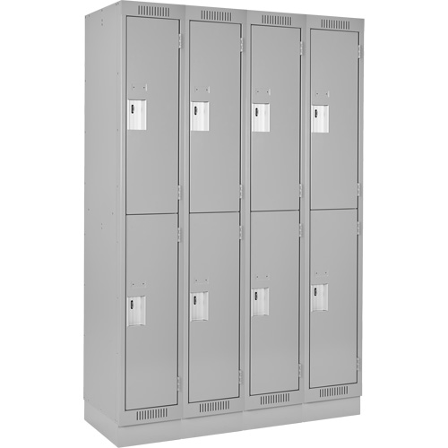 Clean Line Lockers, 2 -tier, Bank of 4, 48" x 18" x 76", Steel, Grey, Rivet (Assembled) PB Rental Co. Ltd.
