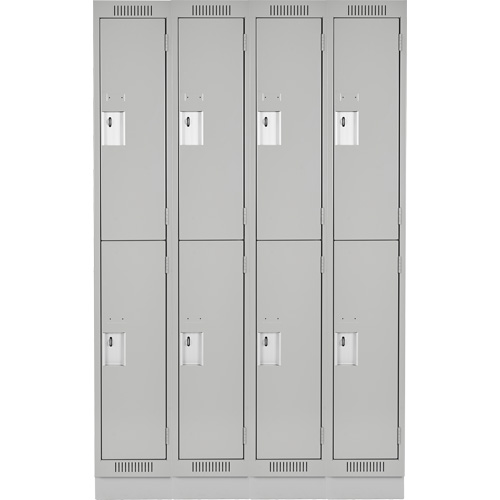 Clean Line Lockers, 2 -tier, Bank of 4, 48" x 18" x 76", Steel, Grey, Rivet (Assembled) PB Rental Co. Ltd.