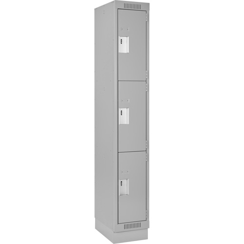 Casiers Clean Line, 3 niveaux, 12" x 18" x 76", Acier, Gris, Rivet (assembl&eacute;) PB Rental Co. Ltd.