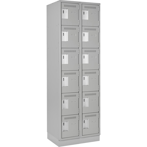 Clean Line Lockerette, 6 -tier, Bank of 2, 24" x 18" x 76", Steel, Grey, Rivet (Assembled) PB Rental Co. Ltd.