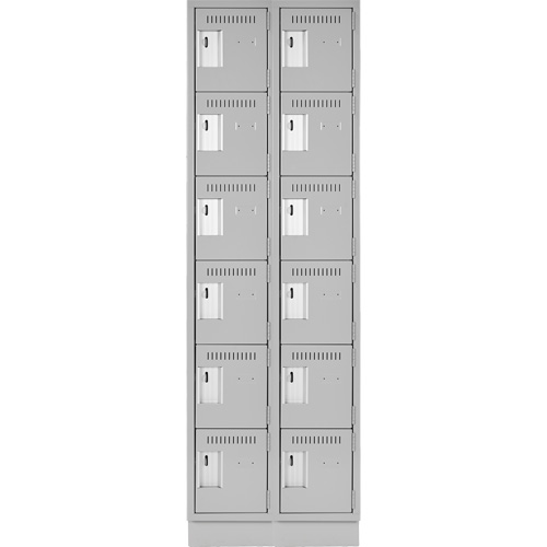 Clean Line Lockerette, 6 -tier, Bank of 2, 24" x 18" x 76", Steel, Grey, Rivet (Assembled) PB Rental Co. Ltd.