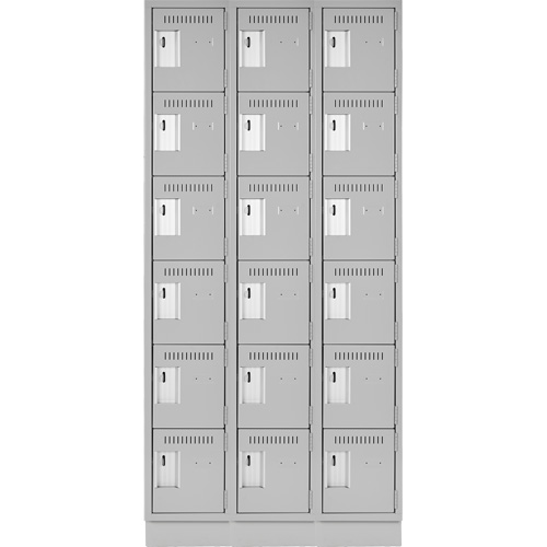 Clean Line Lockerette, 6 -tier, Bank of 3, 36" x 18" x 76", Steel, Grey, Rivet (Assembled) PB Rental Co. Ltd.