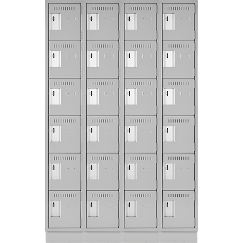 Clean Line Lockerette, 6 -tier, Bank of 4, 48" x 18" x 76", Steel, Grey, Rivet (Assembled) PB Rental Co. Ltd.