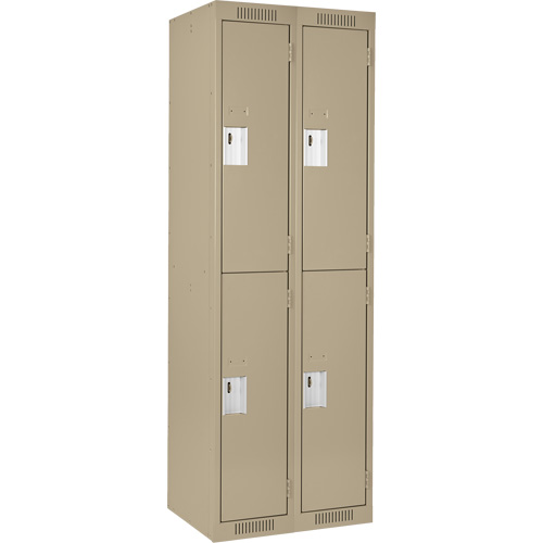 Clean Line Lockers, 2 -tier, Bank of 2, 24" x 18" x 72", Steel, Beige, Rivet (Assembled) PB Rental Co. Ltd.