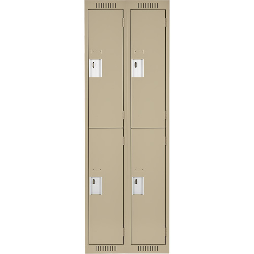 Clean Line Lockers, 2 -tier, Bank of 2, 24" x 18" x 72", Steel, Beige, Rivet (Assembled) PB Rental Co. Ltd.