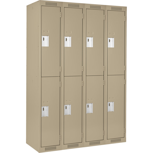 Clean Line Lockers, 2 -tier, Bank of 4, 48" x 18" x 72", Steel, Beige, Rivet (Assembled) PB Rental Co. Ltd.