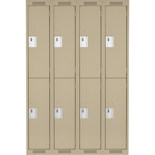 Clean Line Lockers, 2 -tier, Bank of 4, 48" x 18" x 72", Steel, Beige, Rivet (Assembled) PB Rental Co. Ltd.