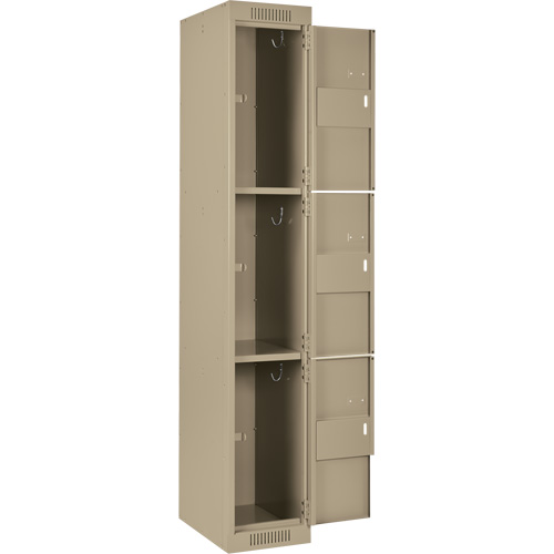 Clean Line Lockers, 3 -tier, Bank of 3, 36" x 18" x 72", Steel, Beige, Rivet (Assembled) PB Rental Co. Ltd.