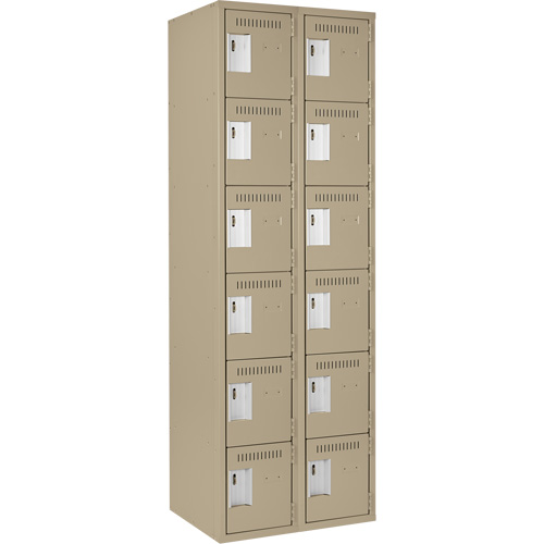 Clean Line Lockerette, 6 -tier, Bank of 2, 24" x 18" x 72", Steel, Beige, Rivet (Assembled) PB Rental Co. Ltd.