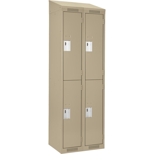 Clean Line Lockers, 2 -tier, Bank of 2, 24" x 18" x 78", Steel, Beige, Rivet (Assembled) PB Rental Co. Ltd.