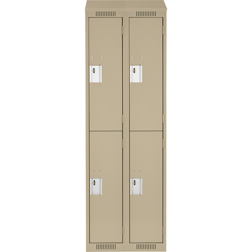 Clean Line Lockers, 2 -tier, Bank of 2, 24" x 18" x 78", Steel, Beige, Rivet (Assembled) PB Rental Co. Ltd.