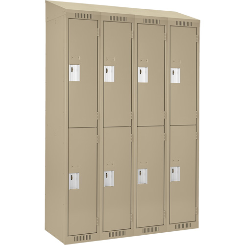 Clean Line Lockers, 2 -tier, Bank of 4, 48" x 18" x 78", Steel, Beige, Rivet (Assembled) PB Rental Co. Ltd.