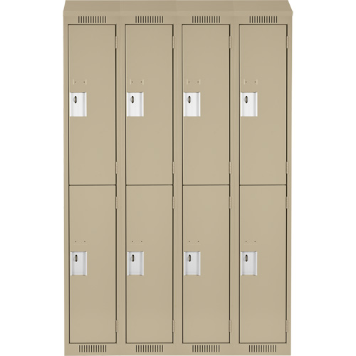 Clean Line Lockers, 2 -tier, Bank of 4, 48" x 18" x 78", Steel, Beige, Rivet (Assembled) PB Rental Co. Ltd.