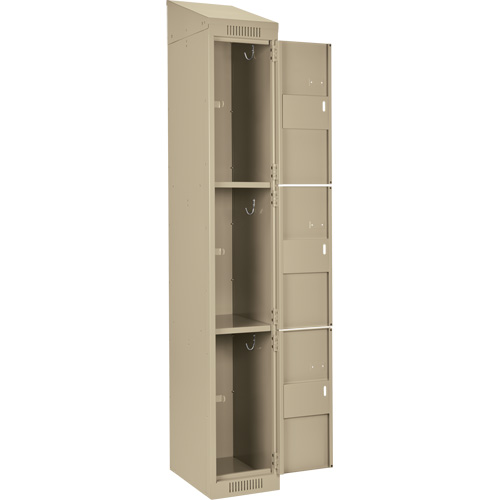 Clean Line Lockers, 3 -tier, Bank of 4, 48" x 18" x 78", Steel, Beige, Rivet (Assembled) PB Rental Co. Ltd.