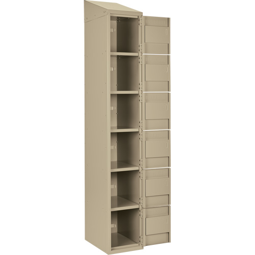 Clean Line Lockerette, 6 -tier, Bank of 3, 36" x 18" x 78", Steel, Beige, Rivet (Assembled) PB Rental Co. Ltd.