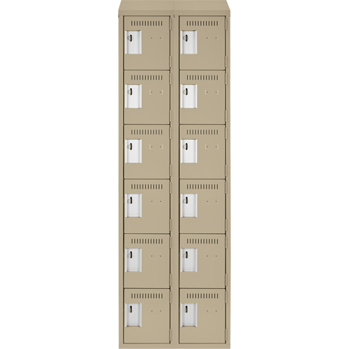 Clean Line Lockerette, 6 -tier, Bank of 2, 24" x 18" x 78", Steel, Beige, Rivet (Assembled) PB Rental Co. Ltd.