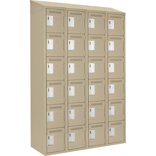 Clean Line Lockerette, 6 -tier, Bank of 4, 48" x 18" x 78", Steel, Beige, Rivet (Assembled) PB Rental Co. Ltd.